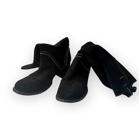 Bed Stu Black Suede Mid Calf Boots, chunky heel, Size 6 - Picture 4 of 16